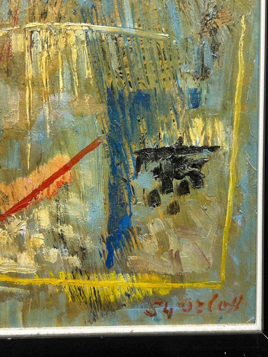 Orloff 1954 - Small Abstract Painting On Panel - Signed And Dated -photo-4