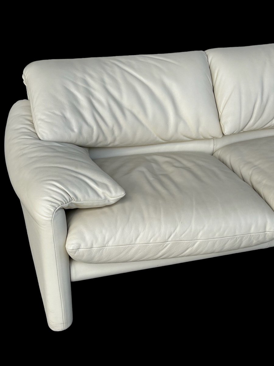 Maralunga White Leather Sofa By Vico Magistretti For Cassina, 1970s No. 2 -photo-4