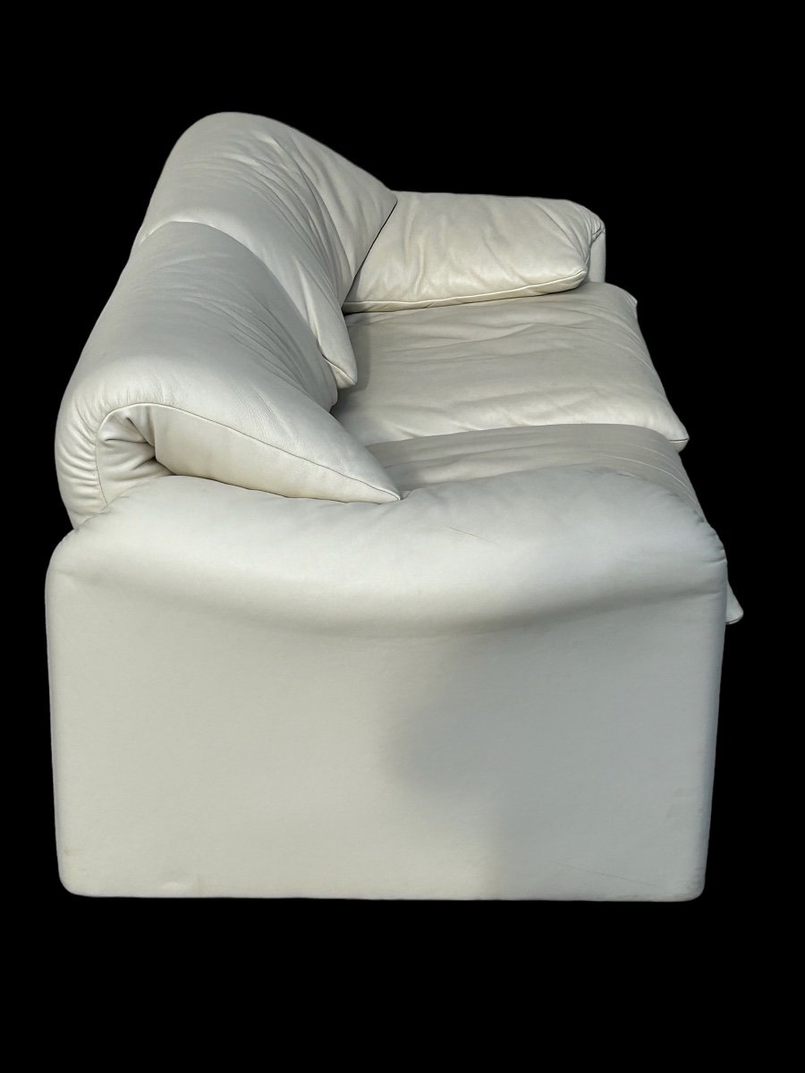 Maralunga White Leather Sofa By Vico Magistretti For Cassina, 1970s No. 2 -photo-7