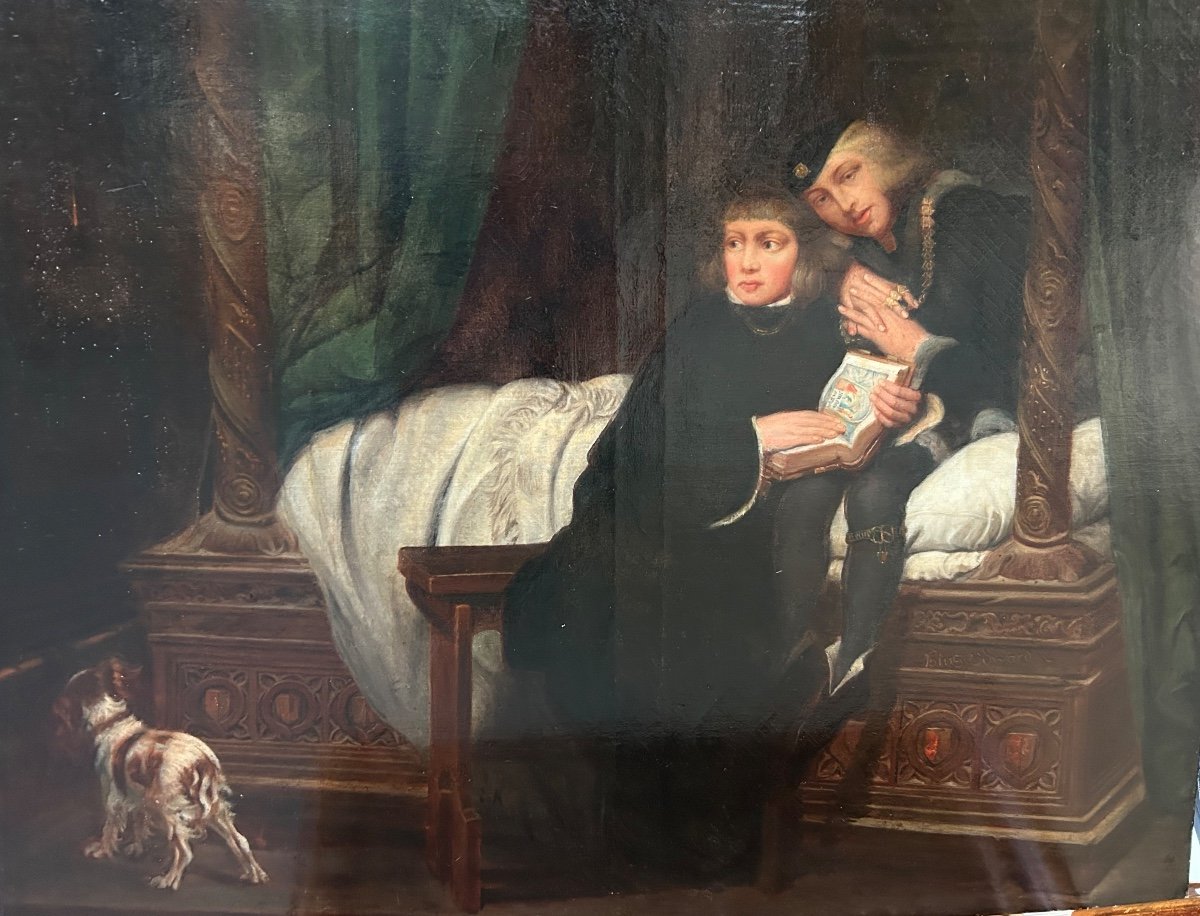 Paul Delaroche D’après - Peinture Huile Sur Toile Edouard V Et Son Frère Emprisonnés  XIXème-photo-7