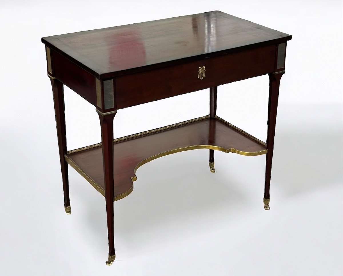 Console Table Writing Desk In Mahogany Louis XVI Style 20th Century Period -photo-2