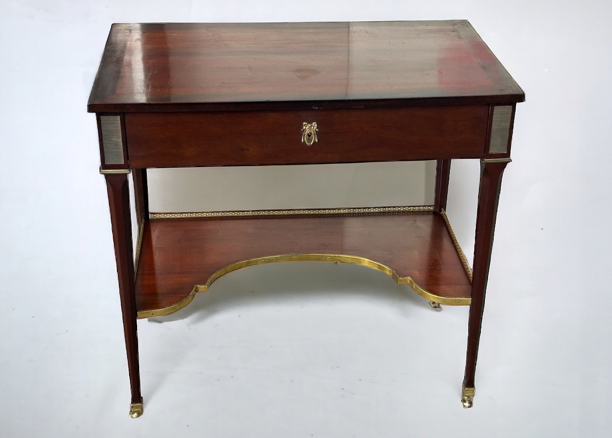 Console Table Writing Desk In Mahogany Louis XVI Style 20th Century Period -photo-3