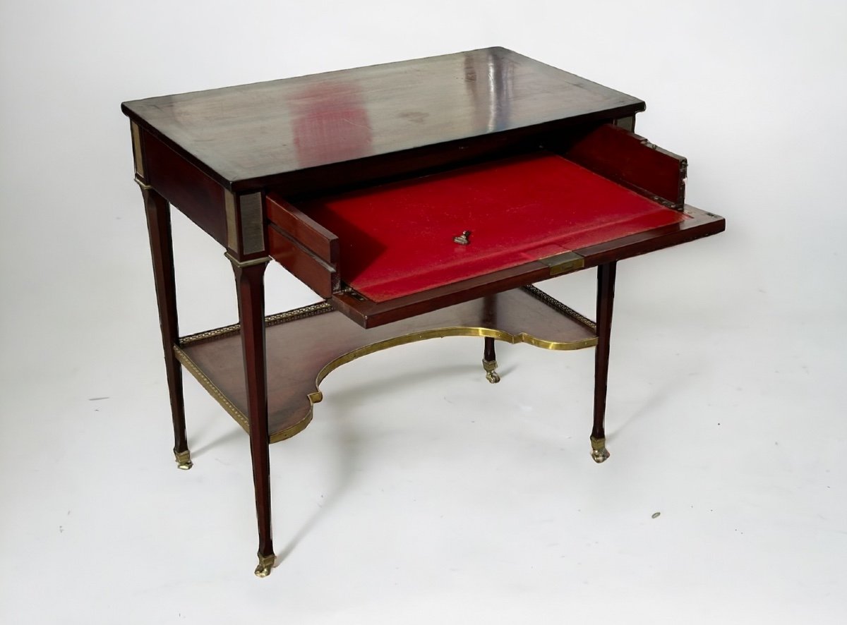 Console Table Writing Desk In Mahogany Louis XVI Style 20th Century Period -photo-2