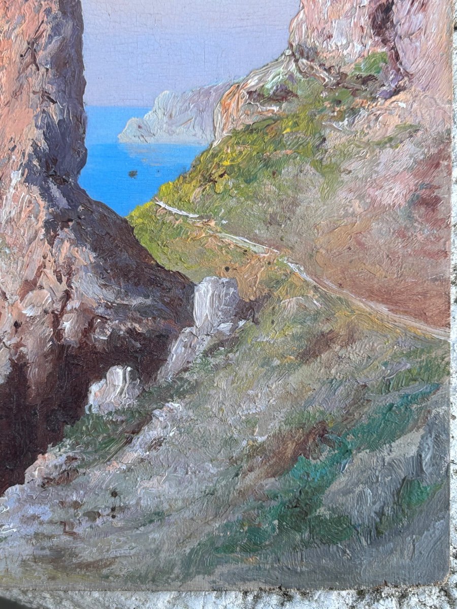 Andréa Cherubini (born In 1933) View Of Capri - Small Painting On Panel -photo-7