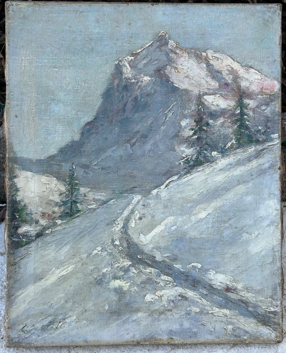 Clément Castelli (1870-1959) Huile Sur Toile Paysage De Montagne Début XXéme Siècle 