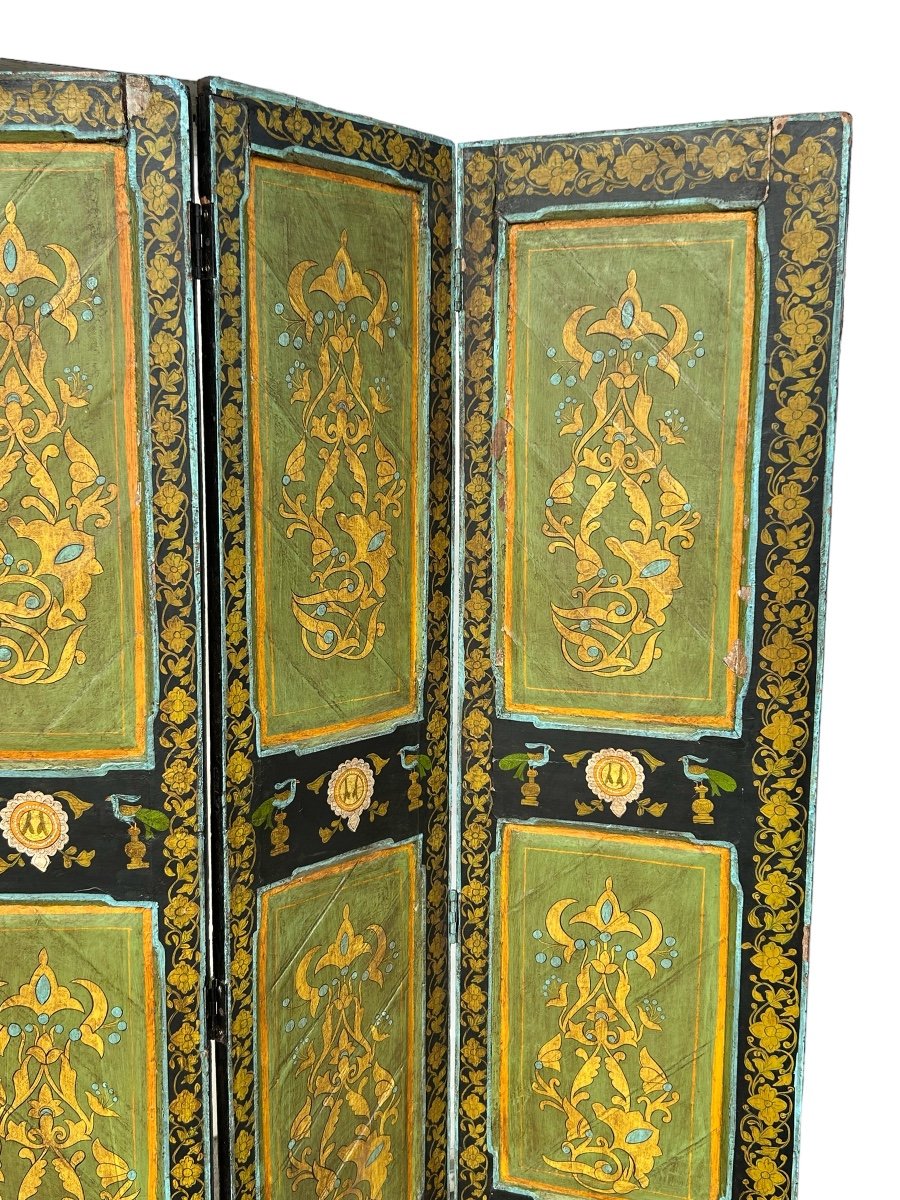 Painted Wooden Screen India 19th H 206 Xl 171 Cm-photo-2