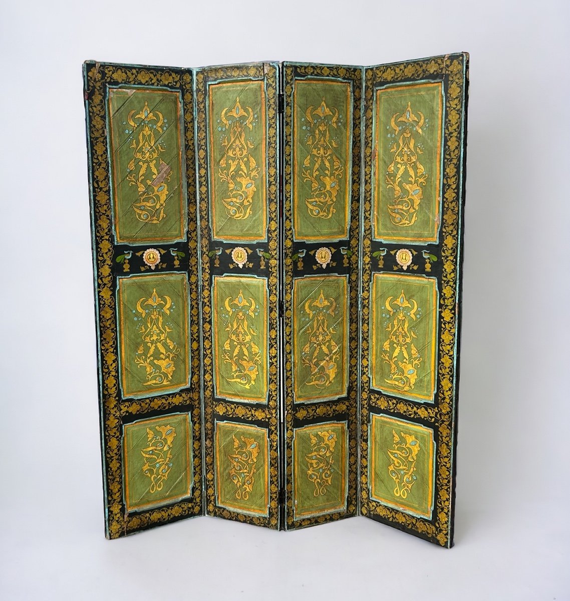 Painted Wooden Screen India 19th H 206 Xl 171 Cm