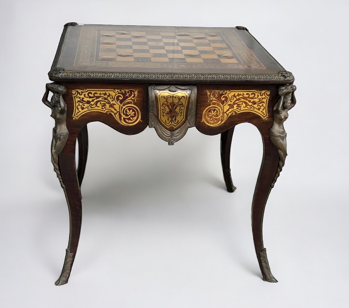 Louis XV Style Games Table Boulle Marquetry From The 20th Century -photo-2