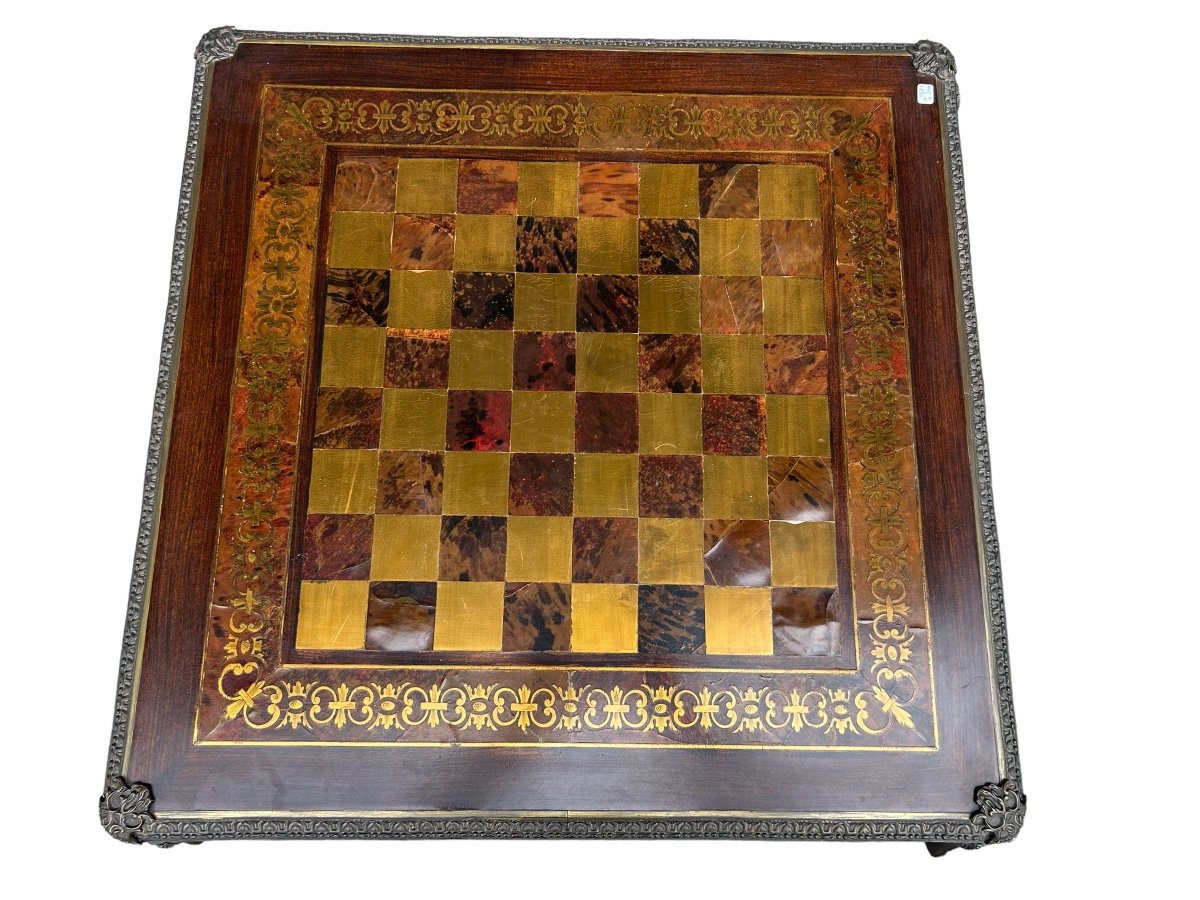 Louis XV Style Games Table Boulle Marquetry From The 20th Century -photo-6