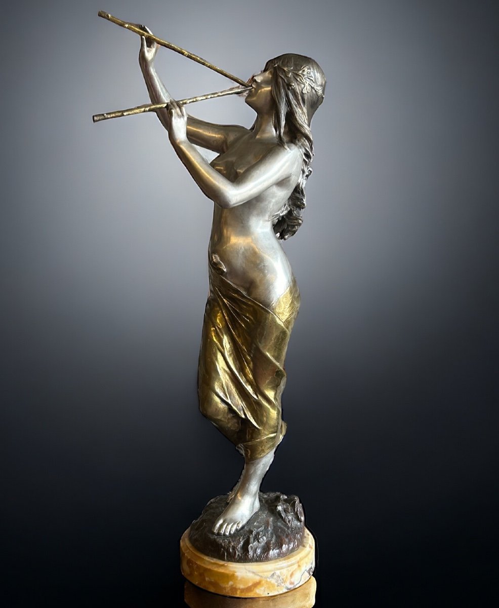 édouard Drouot (1859-1945) “muse Of The Woods” Important Gilt And Silver Bronze Circa 1900-photo-4