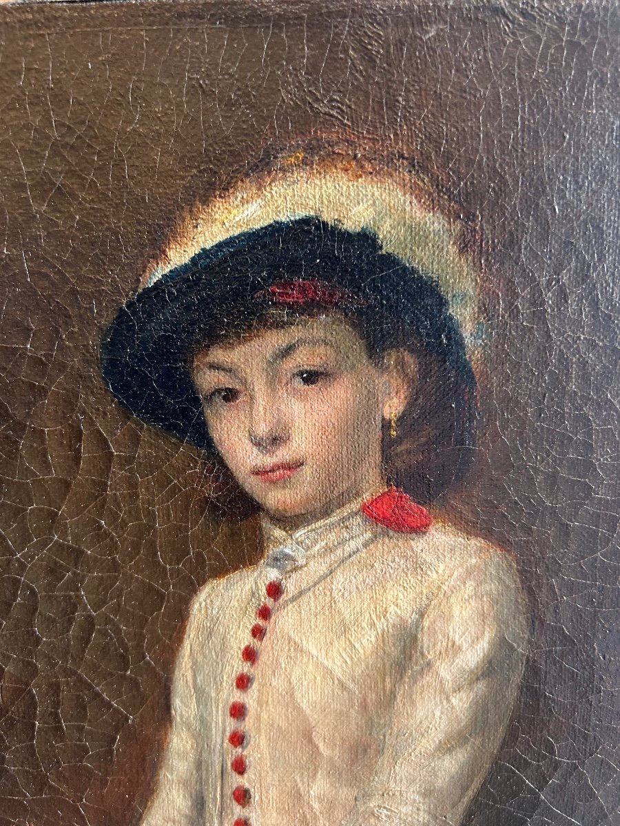 Maclise Daniel (1806-1870) Attribué à, Huile Sur Toile Portrait De Jeune Fille Du XIXéme Siècle-photo-2