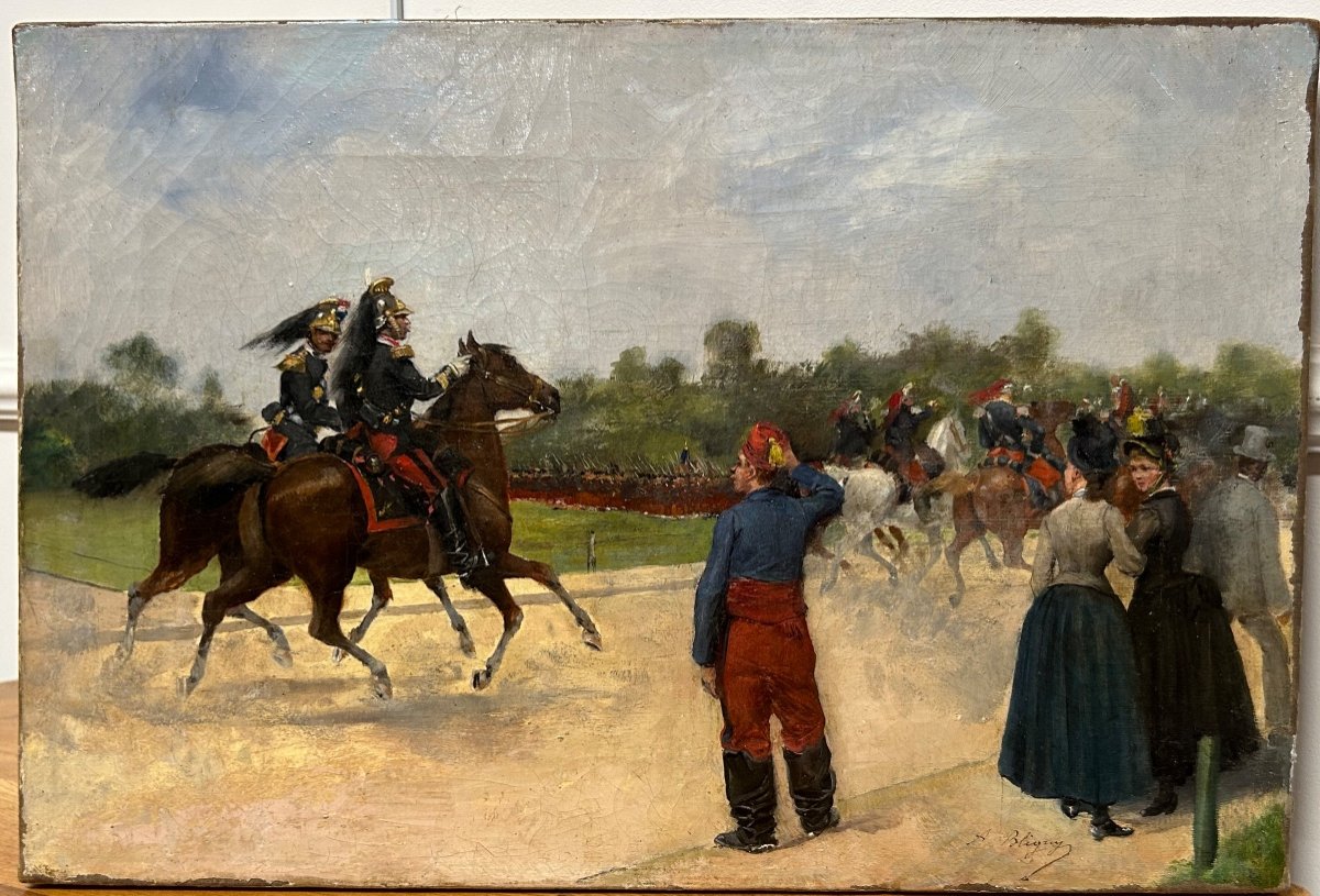 Albert Bligny (1849-1908) Le Défilé Militaire - Huile Sur Toile -photo-2