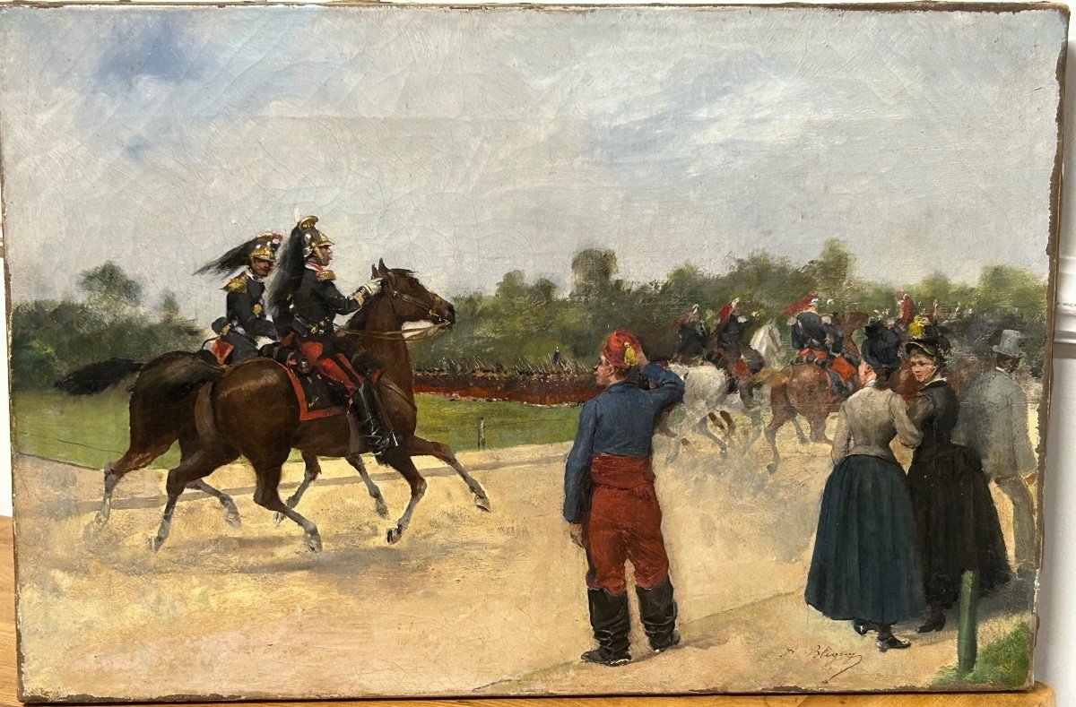 Albert Bligny (1849-1908) Le Défilé Militaire - Huile Sur Toile -photo-6