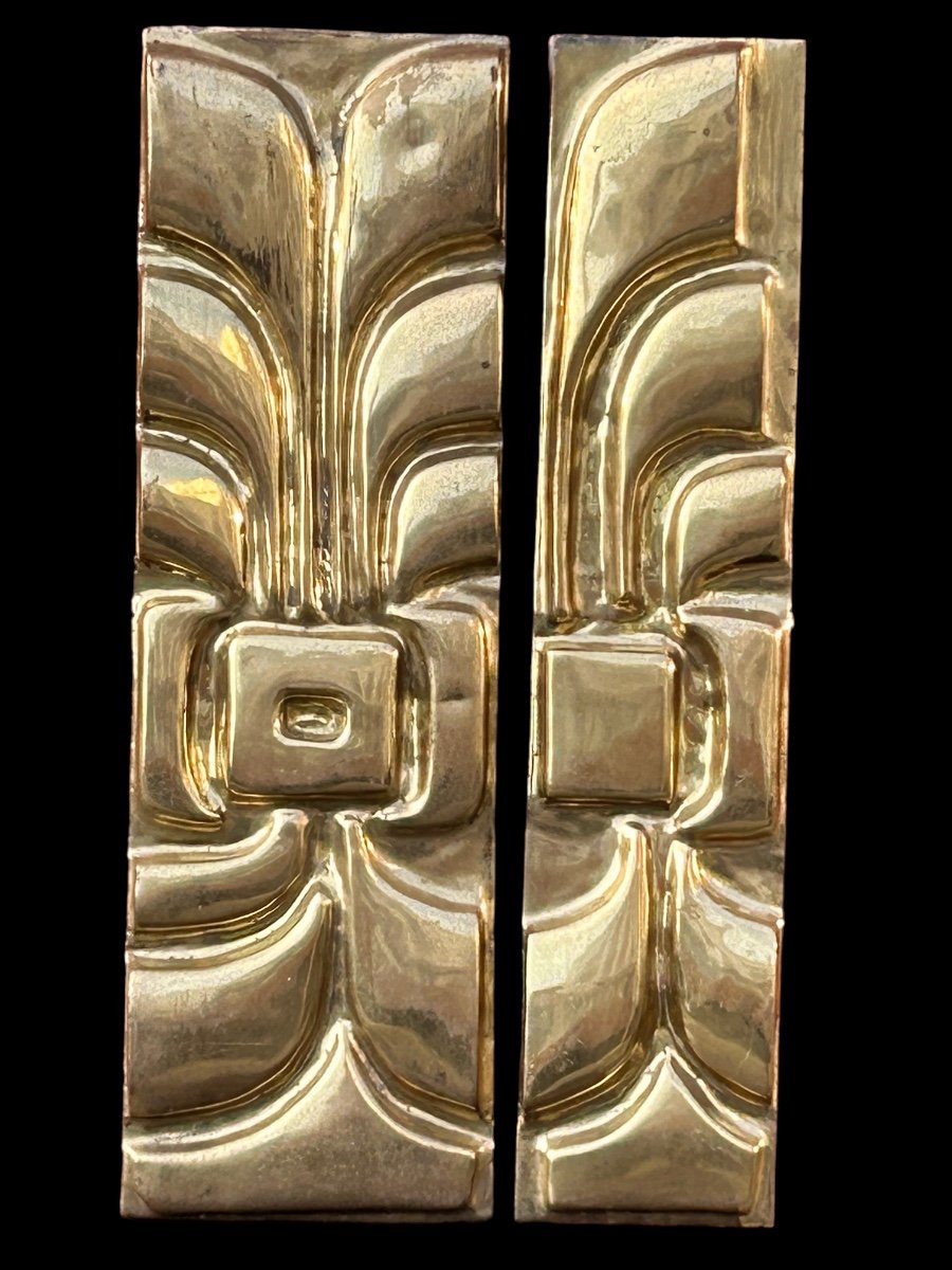 Jacques Duval - Brewer (1934-2021) Decorative Brass Wall Plates - Circa 1970 H 66 Cm-photo-3