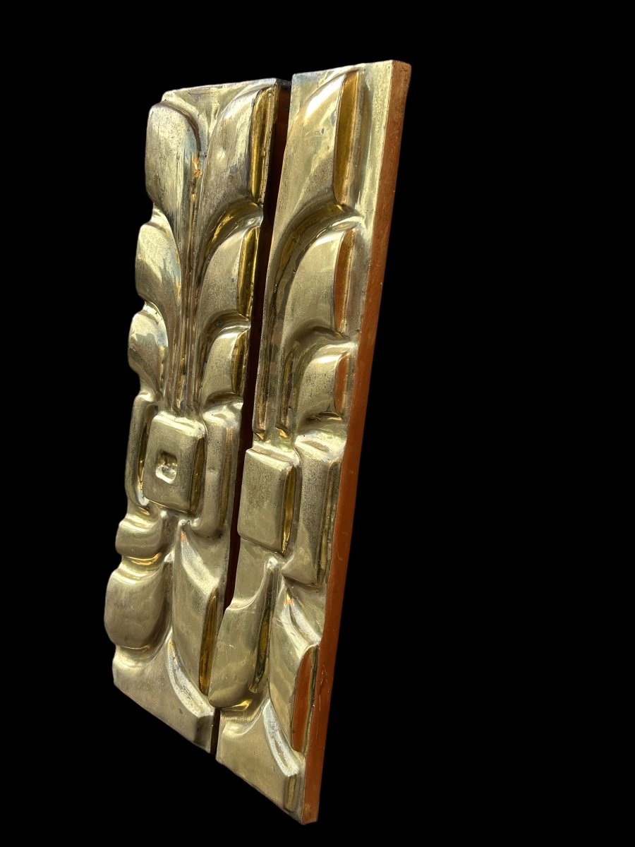 Jacques Duval - Brewer (1934-2021) Decorative Brass Wall Plates - Circa 1970 H 66 Cm-photo-2