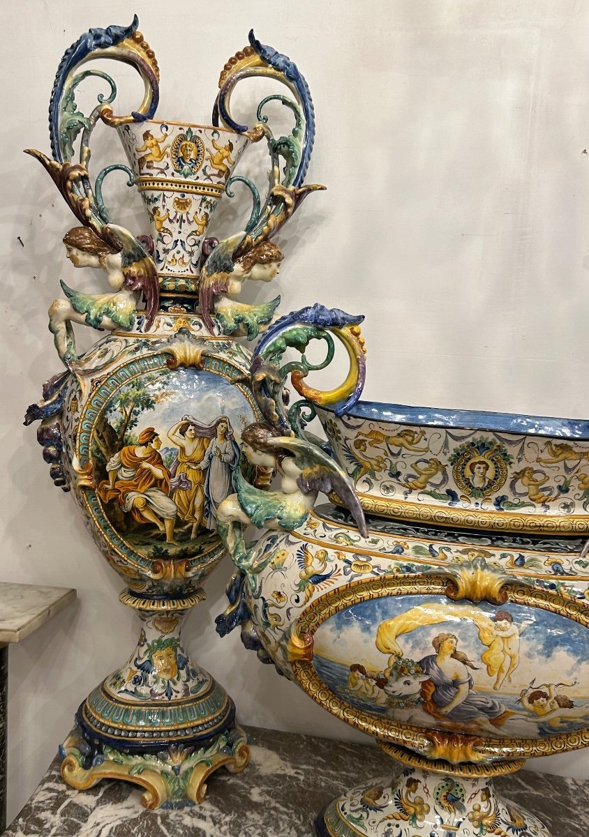 Very Important Urbino Italian Earthenware Trim Late 19th Century - Italian Majolica H 113 Cm-photo-7