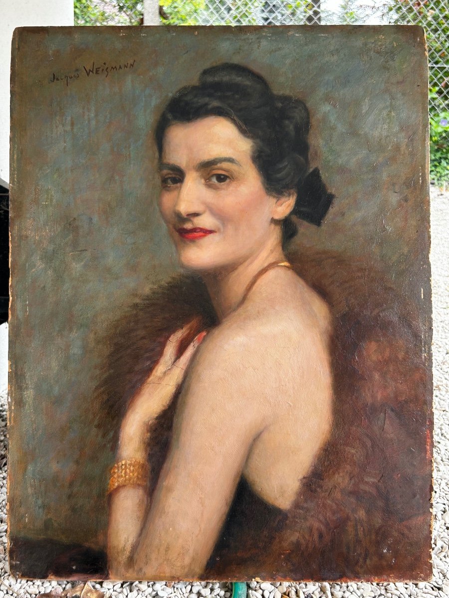 Jacques Weismann (1878-1962) Portrait De Femme Art Déco - Huile/carton-photo-4