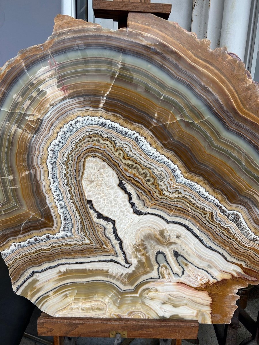 Important Agate Slice - Dimensions H 118 Xl 134 Cm Decorative Minerals -photo-2