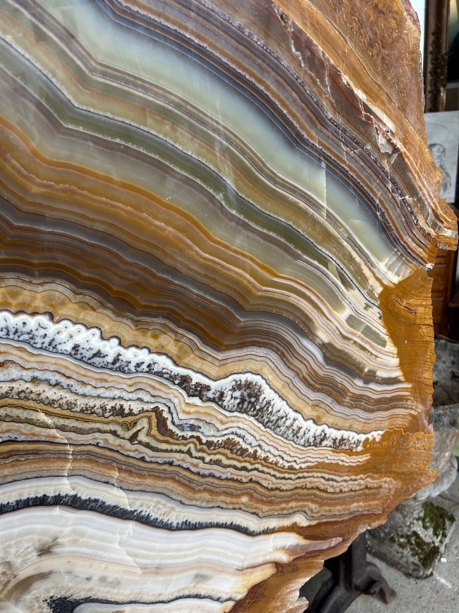 Importante Tranche D’agate - Dimensions H 118 X L 134 Cm Minéraux Décoratif -photo-2