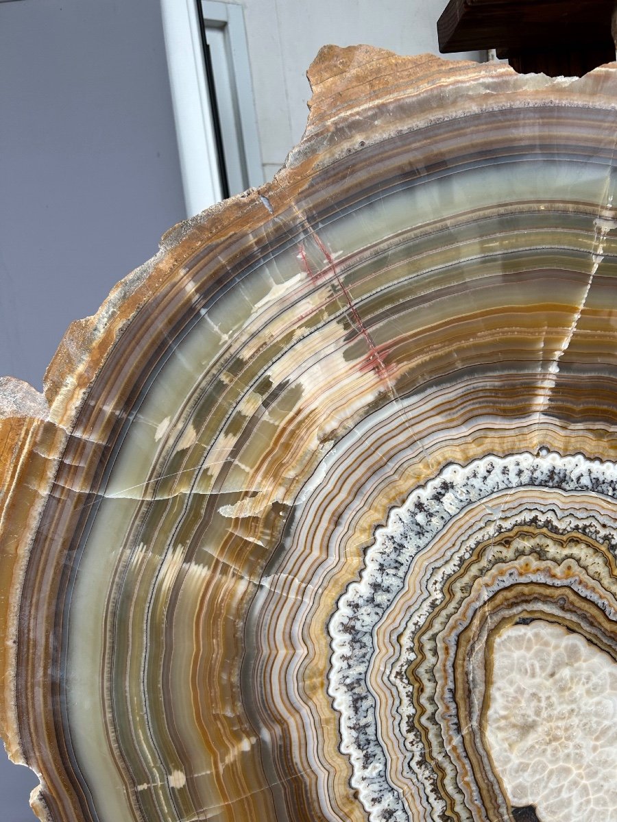 Importante Tranche D’agate - Dimensions H 118 X L 134 Cm Minéraux Décoratif -photo-3