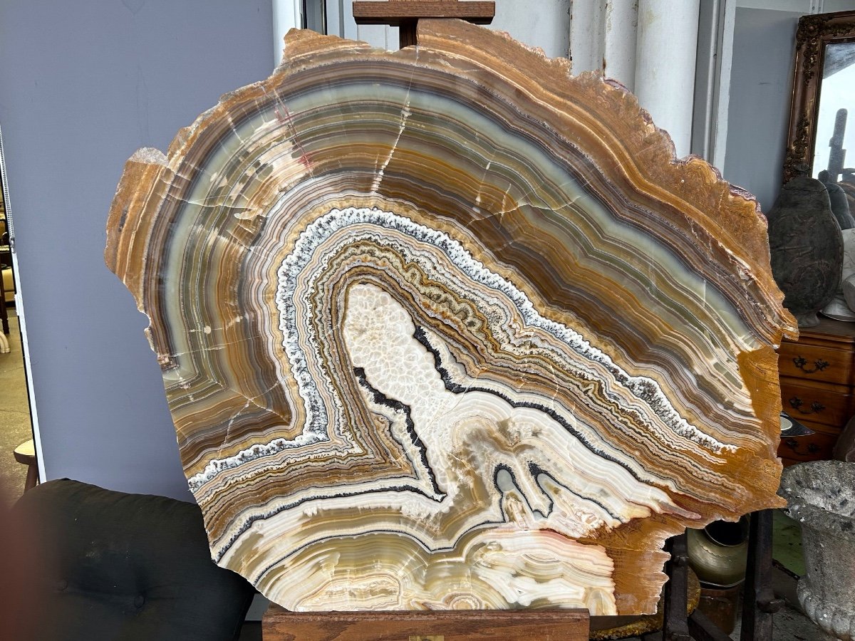 Important Agate Slice - Dimensions H 118 Xl 134 Cm Decorative Minerals -photo-5