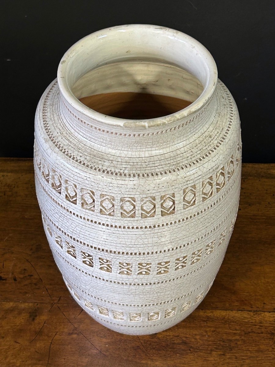 Jean Besnard (1889-1958) After, Cracked Glaze Vase With Geometric Pattern Circa 1940-photo-3