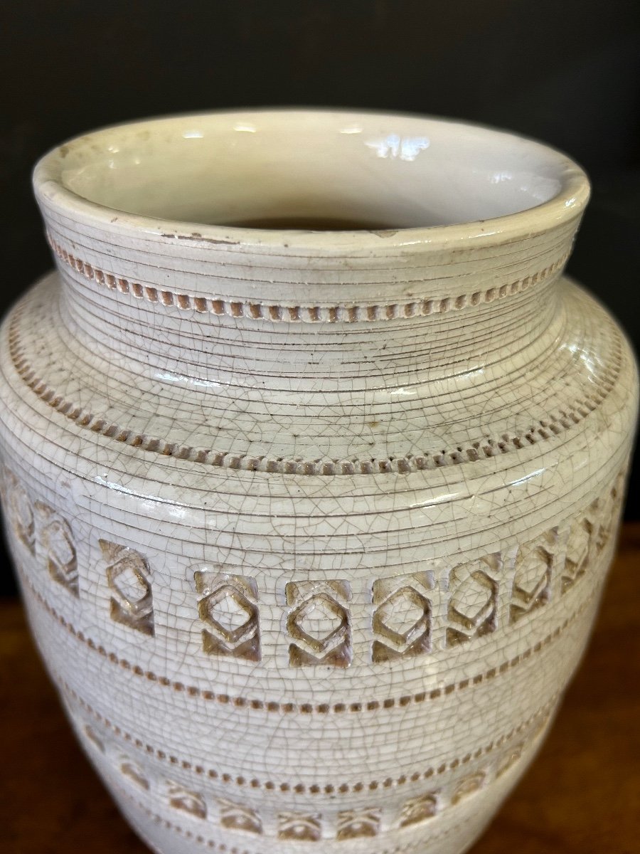 Jean Besnard (1889-1958) After, Cracked Glaze Vase With Geometric Pattern Circa 1940-photo-7