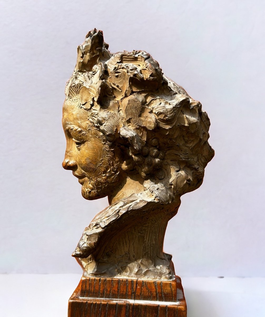 Fernando Ciancianaini ( 1889-1954) Sculpture En Terre Cuite Originale - Buste De Jeune Homme -photo-3