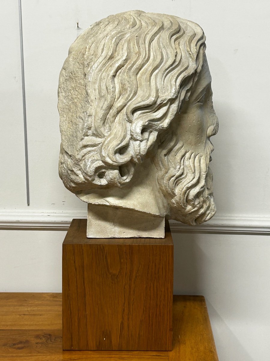 Large Apostle Head From The Middle Ages - Plaster Casting From The 20th Century H 61 Cm-photo-4