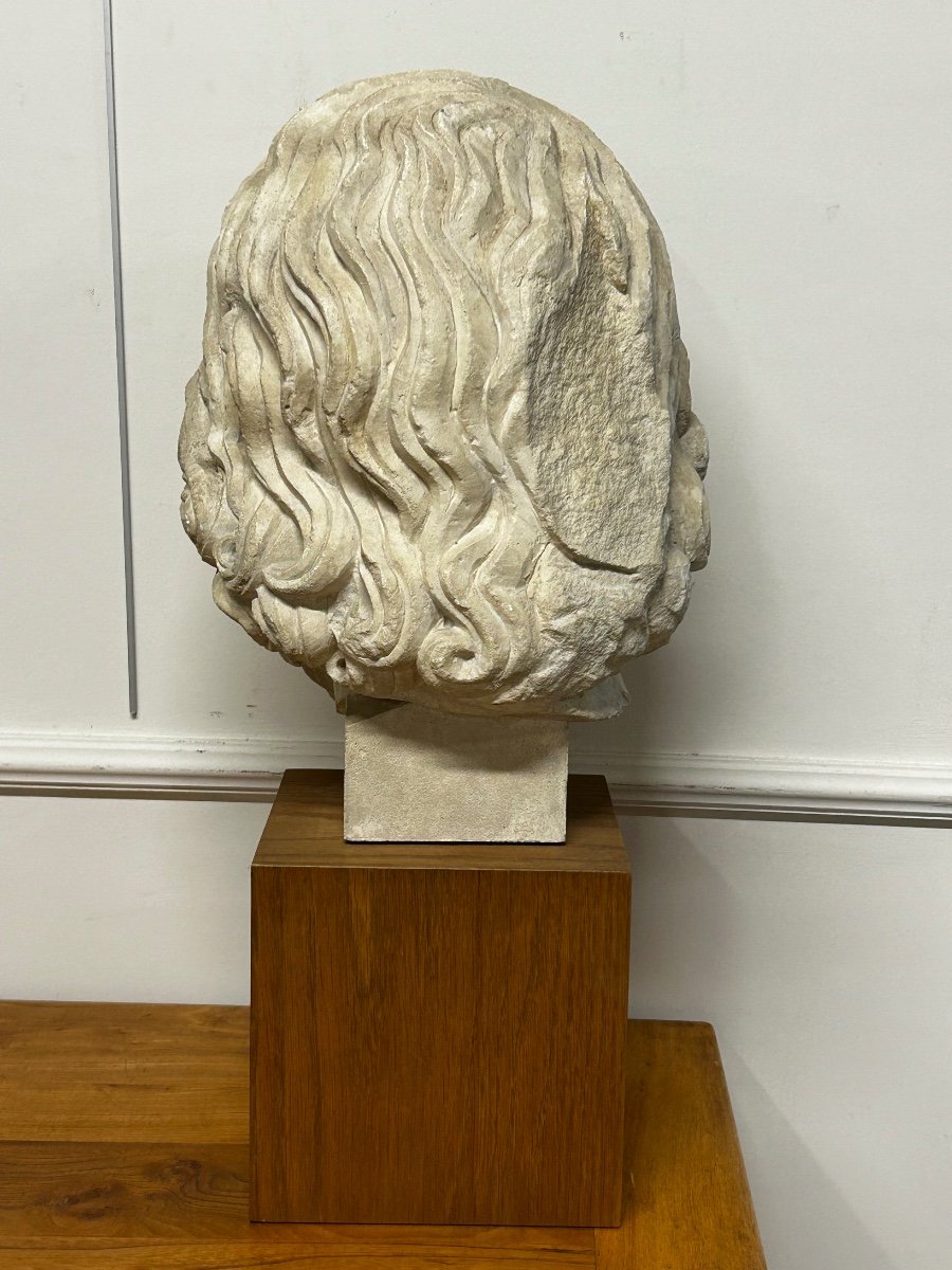 Large Apostle Head From The Middle Ages - Plaster Casting From The 20th Century H 61 Cm-photo-1