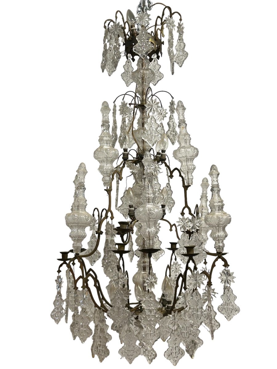Important Church Or Chapel Chandelier Late 18th Century - Cage Chandelier H 135 Cm-photo-4