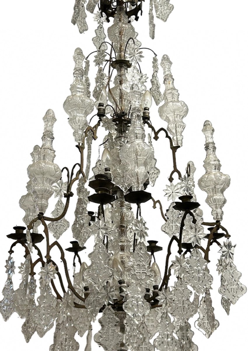 Important Lustre D’église Ou De Chapelle époque Fin XVIIIème - Lustre Cage H 135 Cm-photo-8