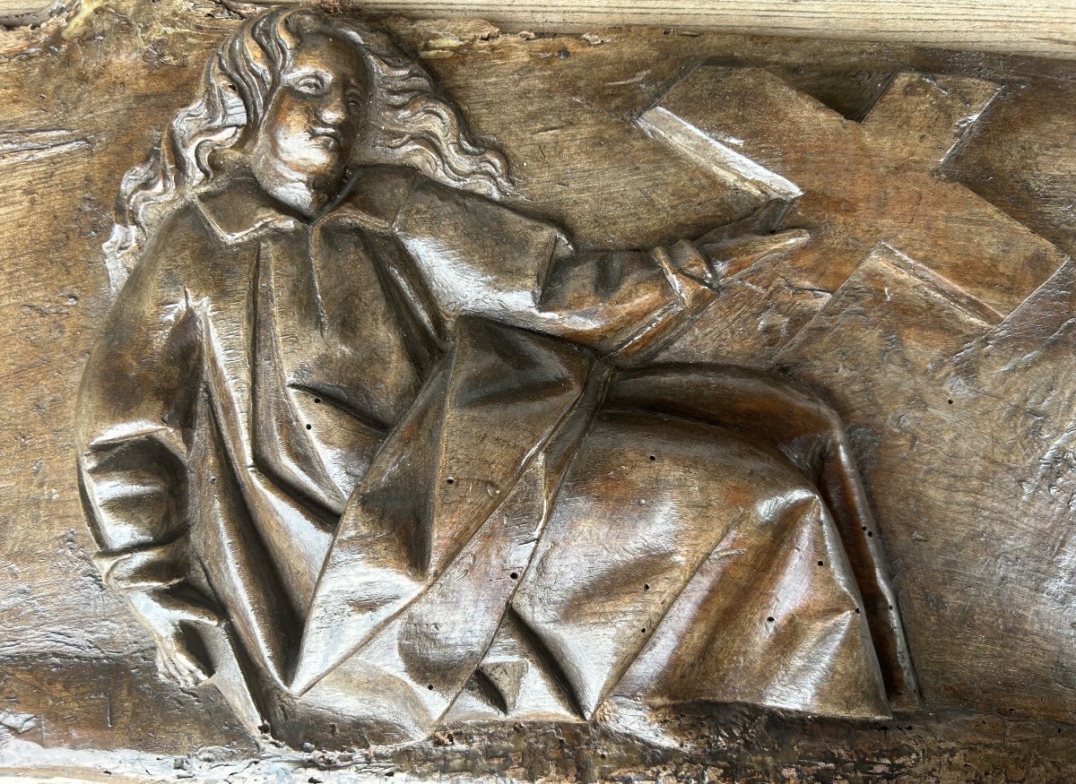 Paire De Panneaux En Bois Sculpté Religieux à Haut Relief époque XVIIème Siècle -photo-3