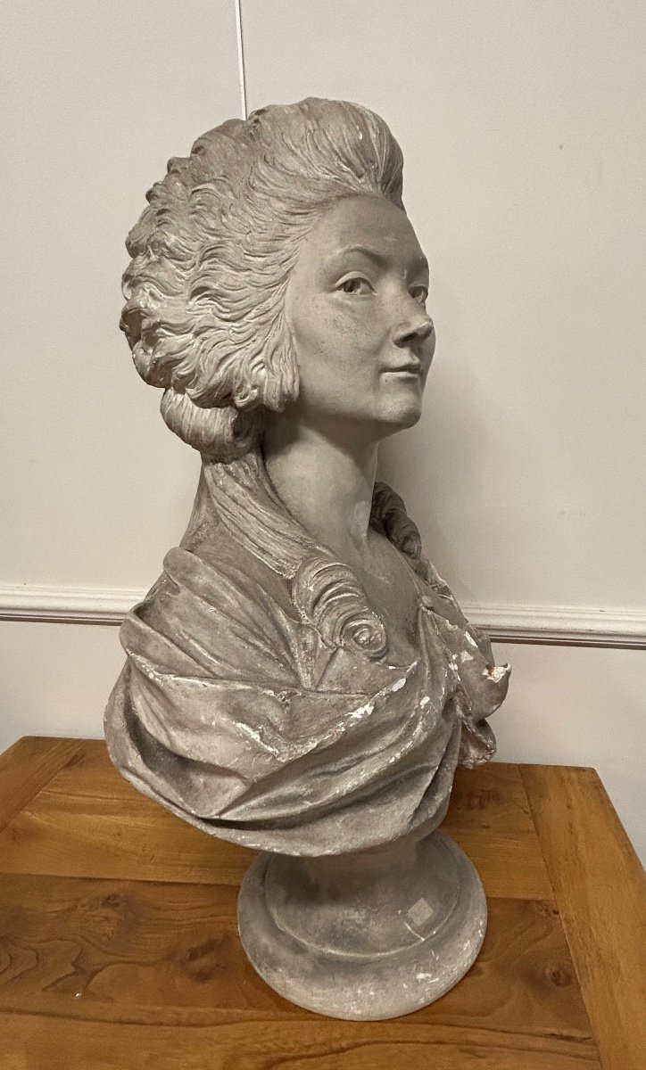 Marie-thèrèse-louise Of Savoie- Carignan Princess De Lamballe (1749-1792) Plaster Bust -photo-3