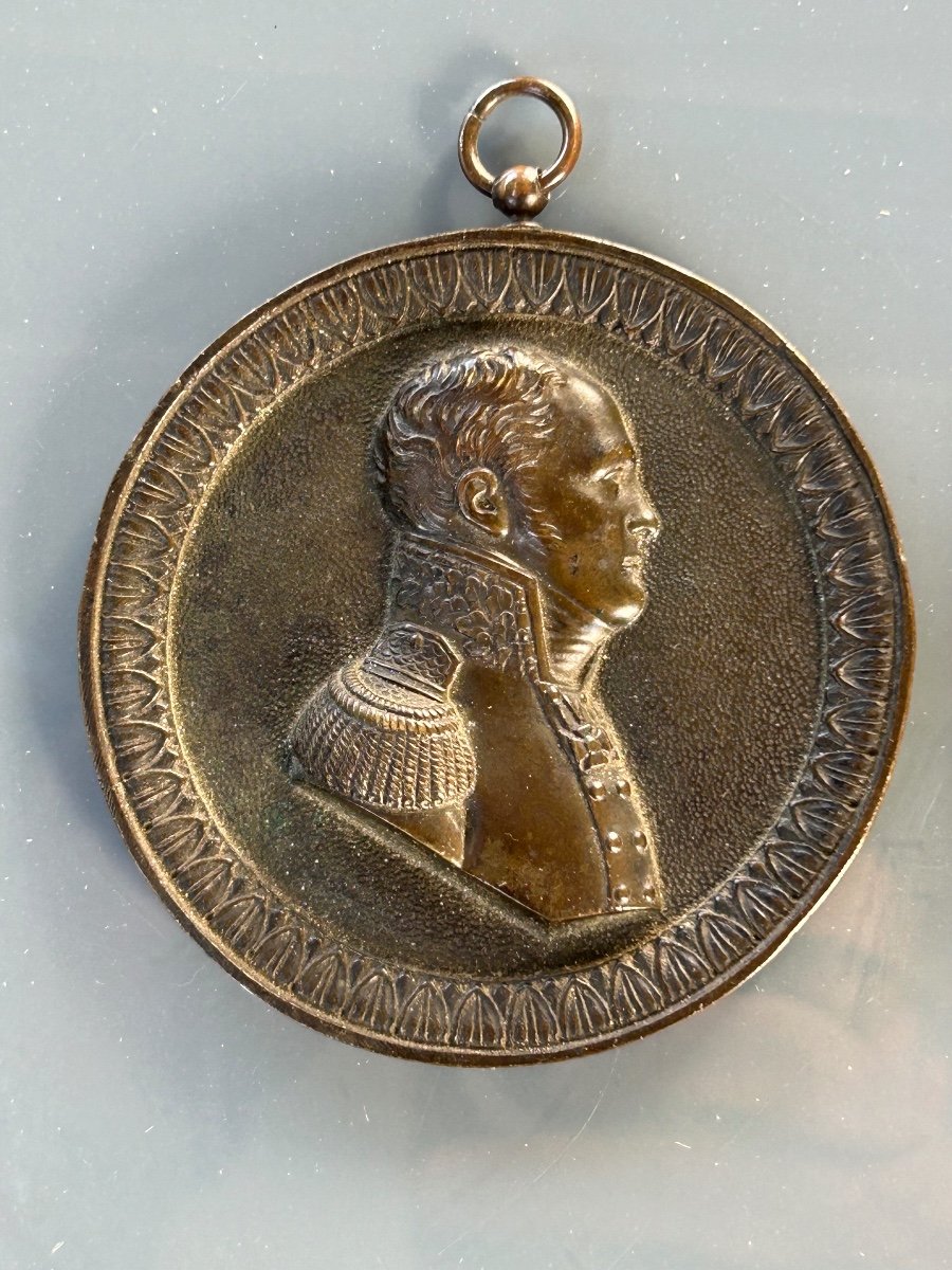 Pair Of First Empire Bronze Medallions - Portraits In Profile - Napoleon Bonaparte -photo-2