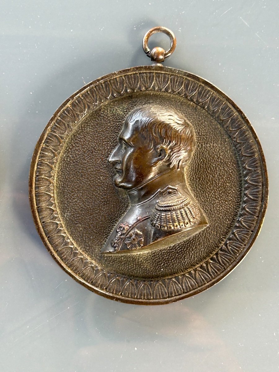 Pair Of First Empire Bronze Medallions - Portraits In Profile - Napoleon Bonaparte -photo-3