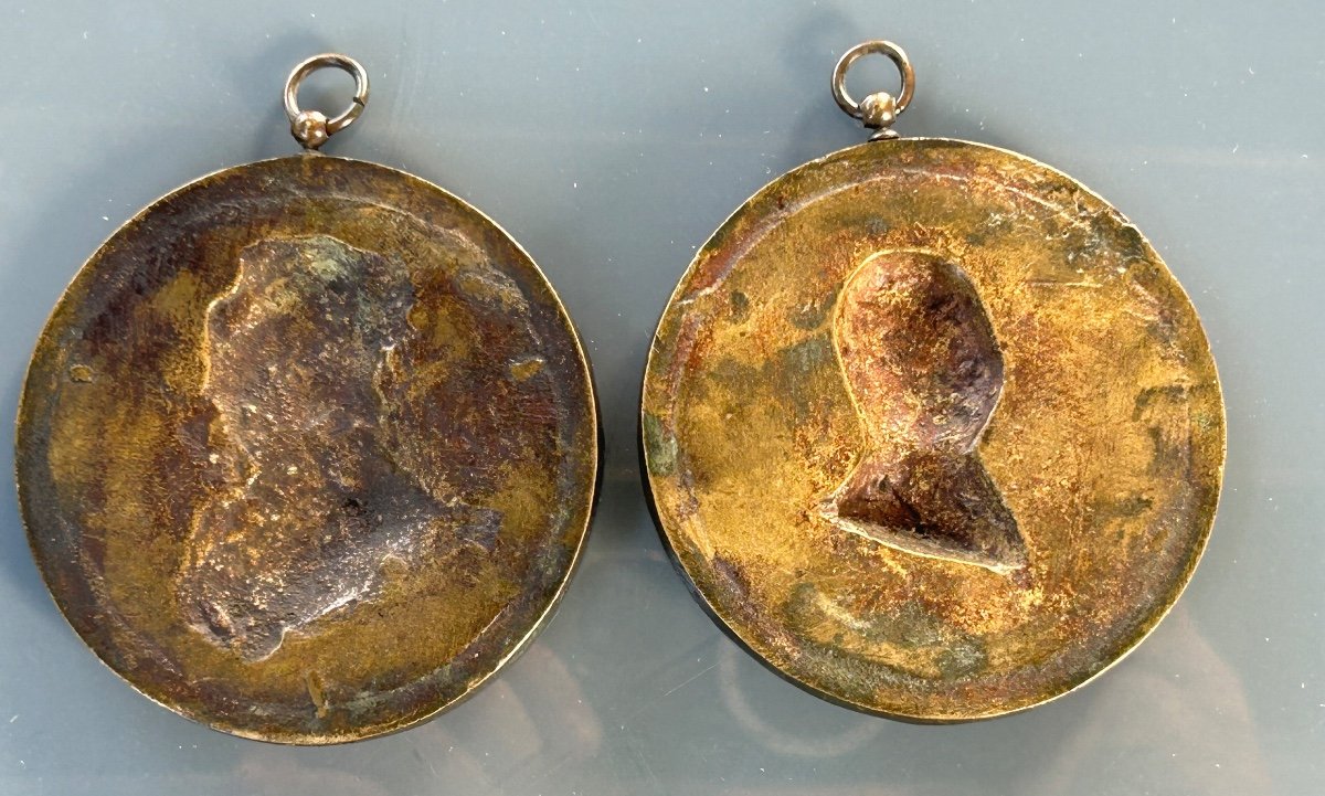 Pair Of First Empire Bronze Medallions - Portraits In Profile - Napoleon Bonaparte -photo-5