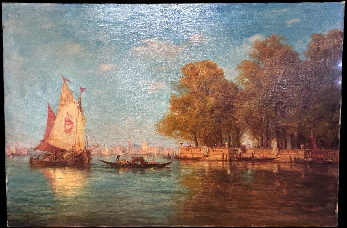 Tableau - Huile Sur Toile Vue De Venise Attribué à Pazotti Fin XIXéme -photo-7