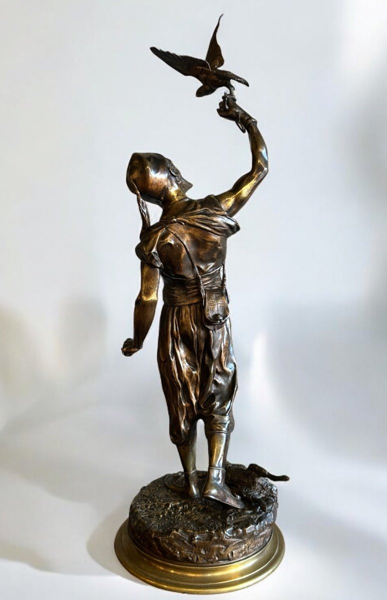 Pierre Jules Mène (1810-1879) The Falconer On Foot - Bronze, 19th Century, Dated 1873-photo-3