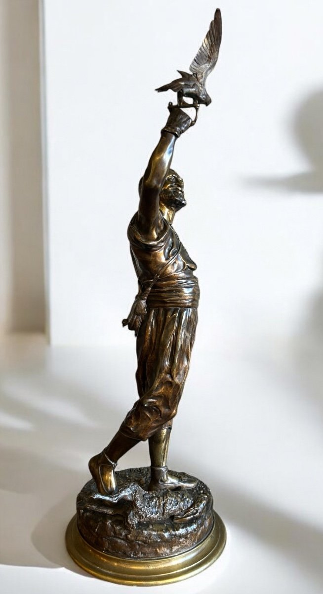 Pierre Jules Mène (1810-1879) The Falconer On Foot - Bronze, 19th Century, Dated 1873-photo-4