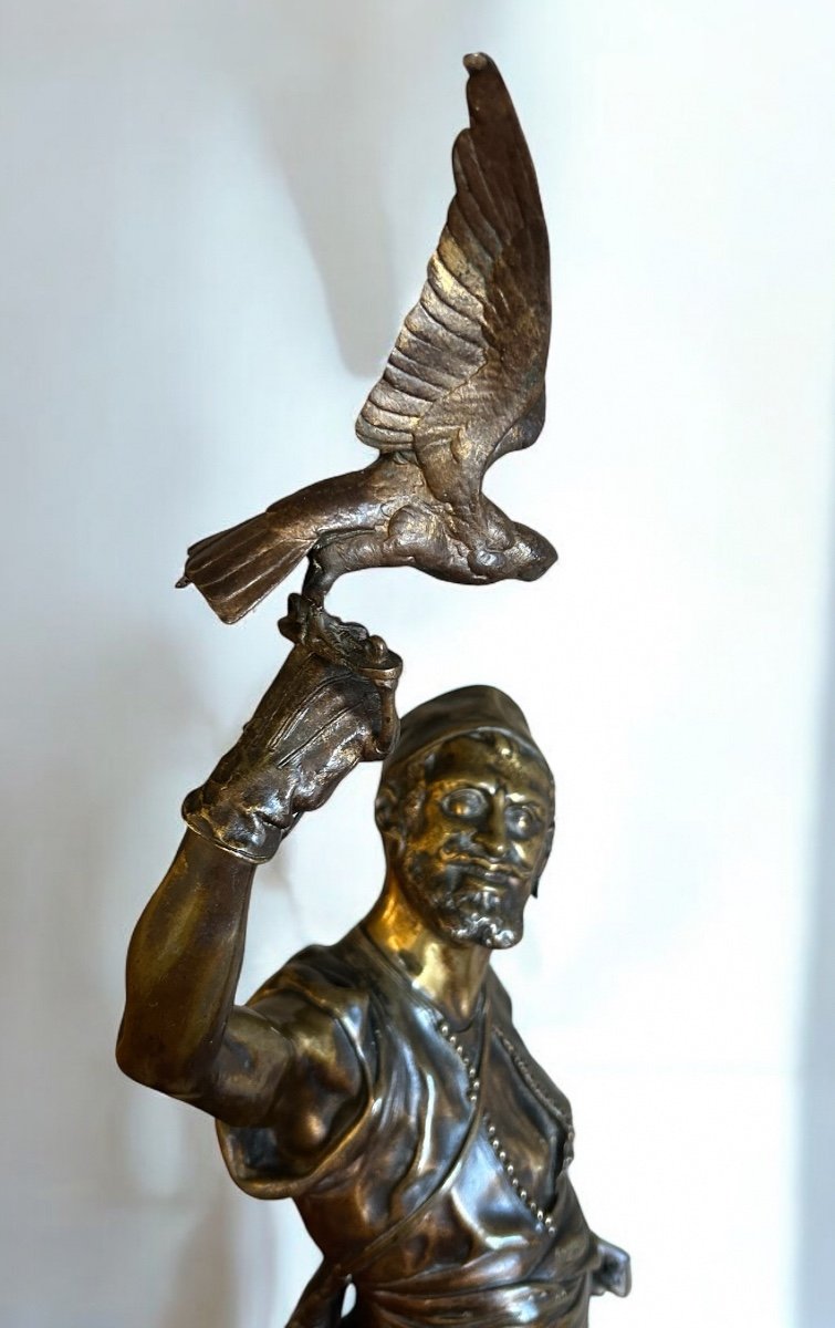 Pierre Jules Mène (1810-1879) The Falconer On Foot - Bronze, 19th Century, Dated 1873-photo-5