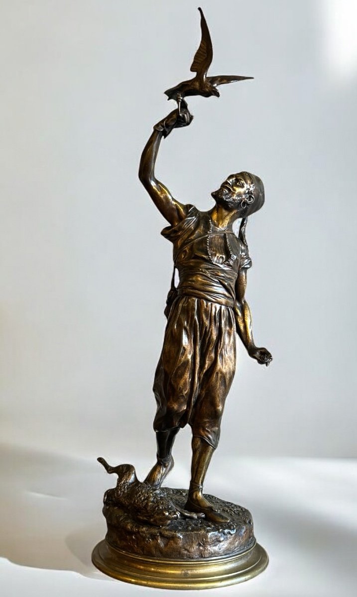 Pierre Jules Mène (1810-1879) The Falconer On Foot - Bronze, 19th Century, Dated 1873-photo-6