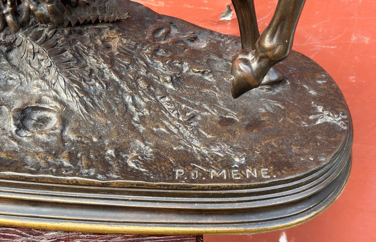 Pierre Jules Mène ( 1810-1879) Important Bronze Fauconnier Arabe à Cheval XIXéme H 78 Cm-photo-4