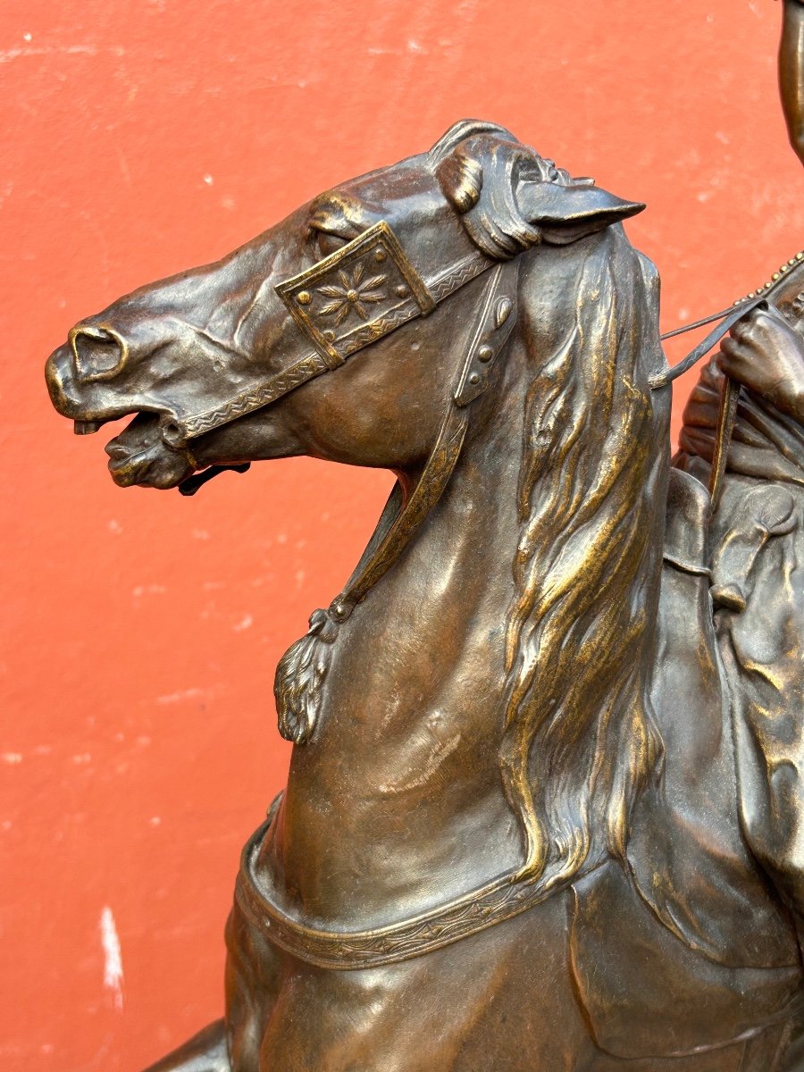 Pierre Jules Mène ( 1810-1879) Important Bronze Fauconnier Arabe à Cheval XIXéme H 78 Cm-photo-5