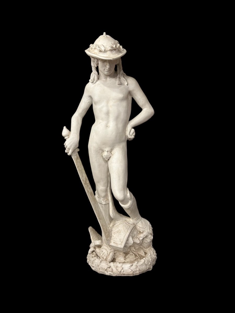 David After Donatello Important Plaster Sculpture From The 20th Century H 145 Cm-photo-2