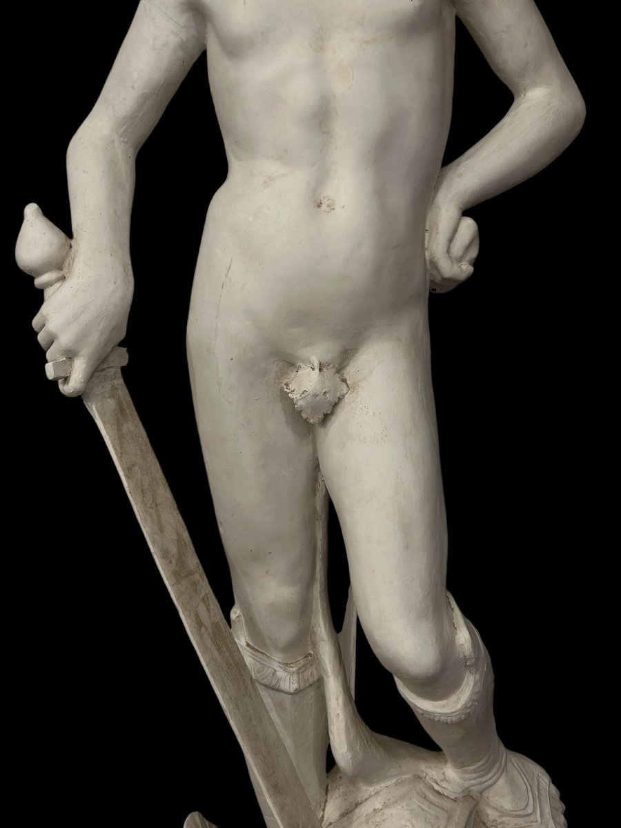 David After Donatello Important Plaster Sculpture From The 20th Century H 145 Cm-photo-4