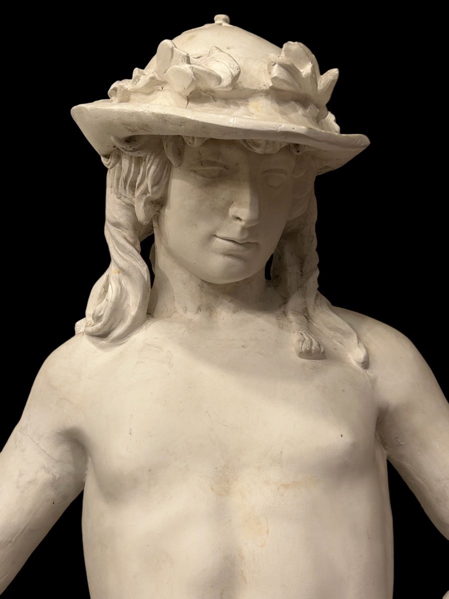 David After Donatello Important Plaster Sculpture From The 20th Century H 145 Cm-photo-1