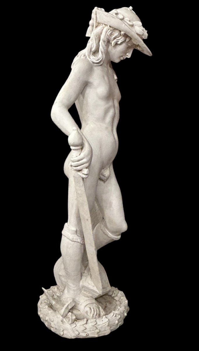 David After Donatello Important Plaster Sculpture From The 20th Century H 145 Cm-photo-2