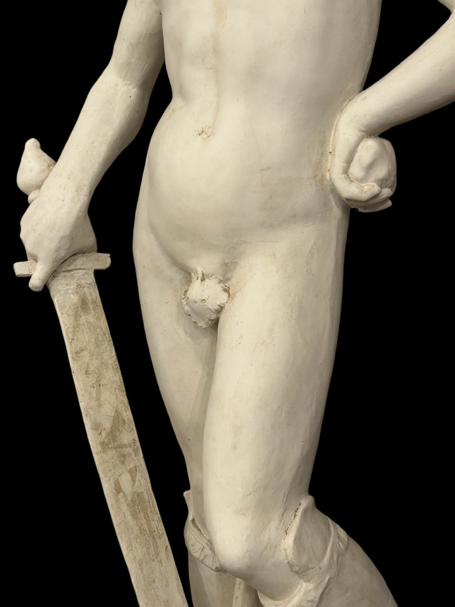 David After Donatello Important Plaster Sculpture From The 20th Century H 145 Cm-photo-8