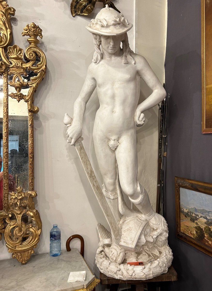 David After Donatello Important Plaster Sculpture From The 20th Century H 145 Cm